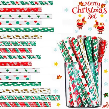 1Pc Colourful Christmas Straws Reusable Plastic Spiral Xmas