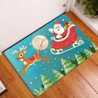 【hot】 Claus Elk Floor Navidad Xmas Non-slip Doormat