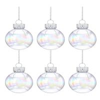 Clear Ornament Balls Fillable 2.5 Inch Fillable Clear Bulb Ball Iridescent Christmas Balls Decoration For Craft Supplies DIY Christmas Tree Party Favors natural