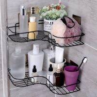 【HOT】◘❡✆  Wall-mounted Frame Shower Shelf Wrought Iron Shampoo Holder Punch-free Organizer Rack