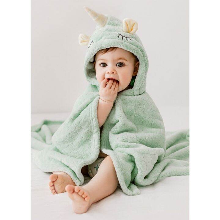 q81a-baby-hooded-bath-towel-coral-velvet-bathrobe-cute-cartoon-blanket-quick-dry-sleepwear-for-infant-newborn-ultra-absorbent