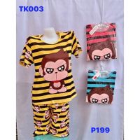 ชุดนอนสตรี Terno Pambahay✌เสื้อผู้หญิงลายทางลิง TK003,เสื้อเซต Terno Pambahay Pantulog ชุดนอน