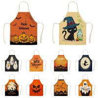 Halloween Kitchen Apron Mens and Womens Cotton and Linen Household Baking Bib Apron Childrens Customization Tablier Cuisine