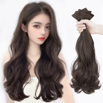 68CM Human Hair Washable Long Hair Air Bangs Big Wave Long Curly