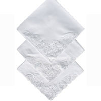 3 pcslot 35x35cm Embroidered Lace Napkins Cotton DIY Napkin White Ladies Handkerchief Dinner Wedding Party Decor Wedding Supplies