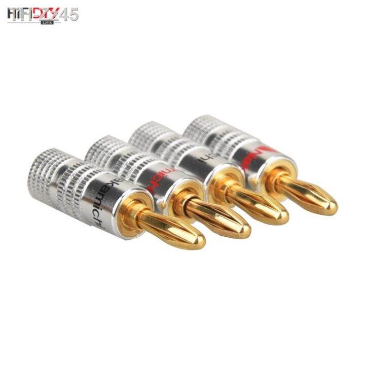 ☃ 4PCS/Set 4mm and 2mm Pure Copper Gold Plated Banana Plug Connector For Audio Video Speaker