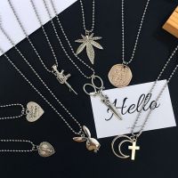 Rabbit Play Avatar Stainless Steel Beads Necklace Maple Leaf Virgin Heart Shape Scissors Style Pendant Couple HipHop Boy Jewelry