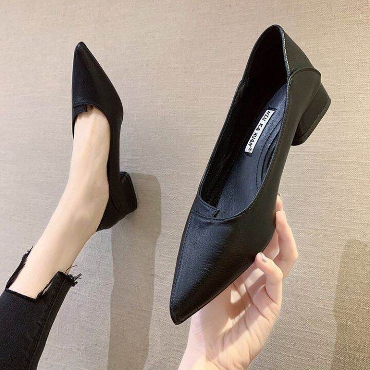 shallow-mouth-single-shoes-for-women-2023-new-spring-and-summer-all-match-high-heels-thick-heel-office-professional-pointed-toe-work-leather-shoes