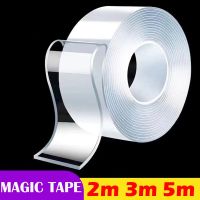 ❧☾ Adhesive Tape Double Sided Waterproof 5/3m Double Sided Tape Super Ultra-strong Flex Tape Transparent Cleanable Kitchen Bathroom