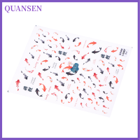 QUANSEN Red KOI Fish goldfish 5D เล็บสติกเกอร์ตัวอักษร3D สติ๊กเกอร์จีนเล็บ decal