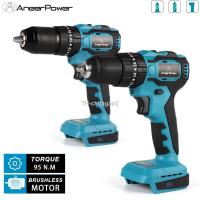 Brushless Drill Cordless Screwdriver Electric Power Wireless For 18V Makita Lithium Battery Tools 95N.m Torque 2-year Warranty （สต็อกสำเร็จรูป） agapi