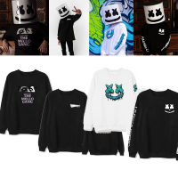 ยุโรปและอเมริกานักร้องเพลงอิเล็กทรอนิกส์ DJ Marshmello คู่ Crew คอเสื้อกันหนาวสำหรับผู้ชายผู้หญิงรอบคอแขนยาว Crew คอเสื้อกันหนาว