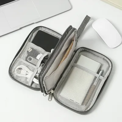 Data Cable Storage Bag Portable Double Layer Digital Gadget USB Hard Disk Carry  Multifunctional Earphone Organizer