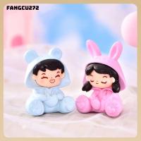 FANGCU272ชุดนอน2ชิ้น/เซ็ตงานฝีมือที่น่ารักรูปแกะสลักขนาดเล็กจิ๋วสำหรับตุ๊กตาคู่รักภูมิทัศน์เดสก์ท็อปสวนเทพนิยายขนาดเล็ก