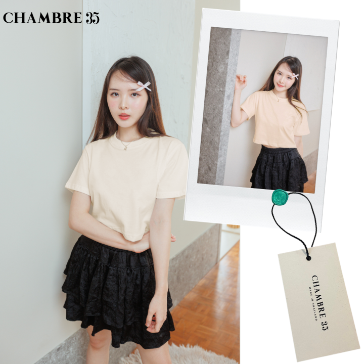 chambre35-regular-crop-tee-เสื้อครอป-สัมผัสนุ่ม-ใส่สบาย-ไม่ย้วย-เนื้อผ้าผลิตจาก-cvc-cotton-100