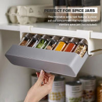 Kitchen Self-adhesive Spice Rack Organizer Plastic Seasoning Bottle Storage Shelves Under Desk Drawer Kitchen Accessories