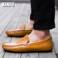 KINEO รองเท้าหนังส้นเตี้ยสำหรับผู้ชาย,รองเท้าหนังส้นเตี้ยสำหรับนักธุรกิจแบบคลาสสิกรองเท้าเรือที่กำลังแล่นอยู่รองเท้าส้นเตี้ยสีดำพื้นรองเท้ารองเท้าผู้ชาย Oxford ลำลอง