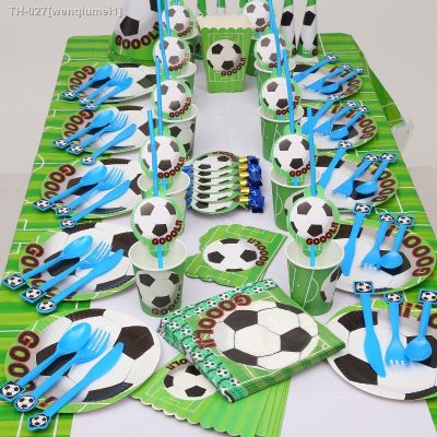 ♧◇ Football Theme Party Supplies Birthday Party Decorations Disposable Tableware Paper Plate Cup Straw Banner Boy Baby Shower Decor