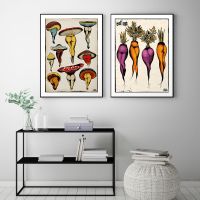 Mushrooms Canvas Painting Abstract Leg Poster Print Wall Picture Room