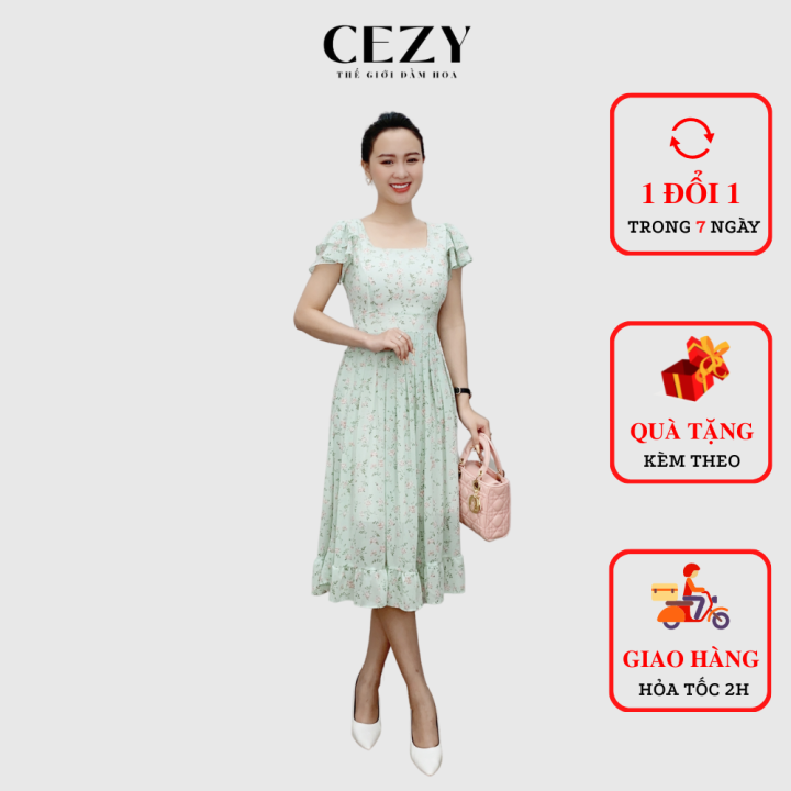 Đầm cổ vuông tay cánh tiên có size bigsize CEZY D167 | Lazada.vn