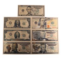 【YD】 7pcs/Set Gold Plated Souvenir Decoration Banknotes Dollars Antique Commemorative Notes