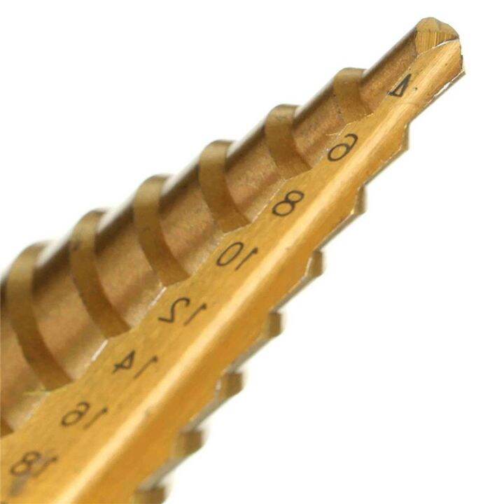 hh-ddpjxcan-1pc-4-22mm-titanium-coated-step-drill-hss-straight-flute-pagoda-drill-hex-shank-woodworking-tool-hole-cutter-hss-drill-bit