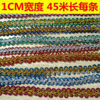 【HOT】1cm สายตะขาบสีทองและสีเงิน ริบบิ้นลูกไม้สีก้างปลา 45 M บอร์ด การตกแต่งเครื่องแต่งกายเวทีชาติพันธุ์