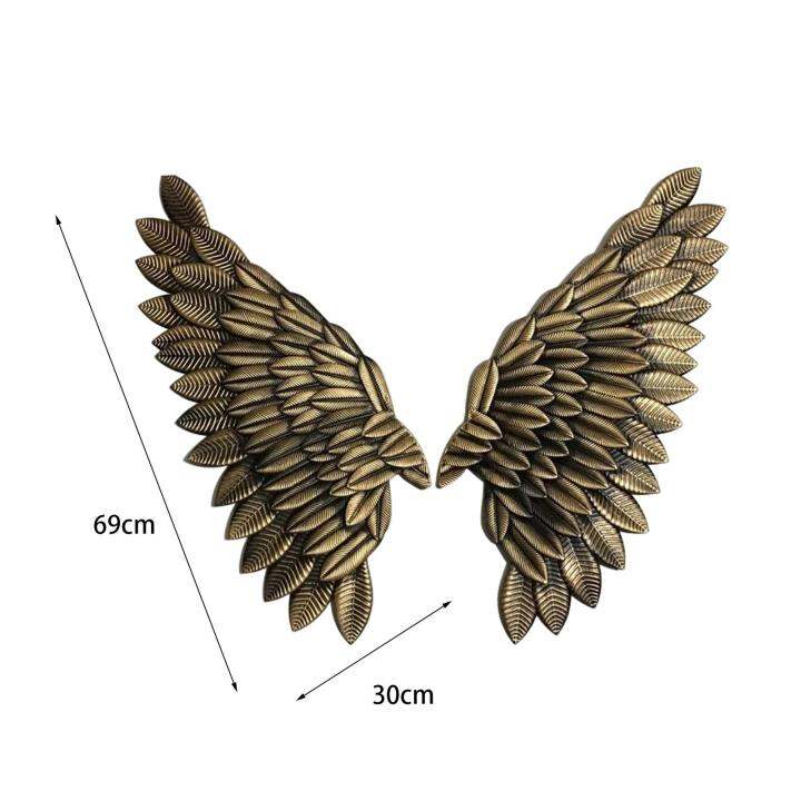 รูปปั้นปีกนางฟ้าทำจากโลหะ3d-ร็อคตกแต่งศิลปะบนผนังสำหรับห้องนอนแบบชนบท