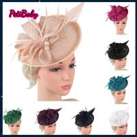 PETIBABY วินเทจ สำหรับผู้หญิง ขนนกสีขาว ดอกไม้ประดับดอกไม้ หมวก fascinator ปาร์ตี้ช่วงเย็น ที่คาดผมตาข่าย งานเลี้ยงน้ำชาปาร์ตี้