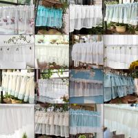 【YD】 Short Tulle Curtains for Cabinet Half-curtain Color Yarn Curtain Tassel Voile Window Valance Room