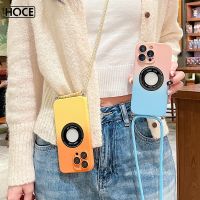 HOCE เคสโทรศัพท์มีสายคล้องสร้อยคอ Crossbody สำหรับ iPhone 14 12 11 13 Pro Max เคสแม่เหล็กแบบไล่ระดับสีฝาครอบ TPU กันกระแทก