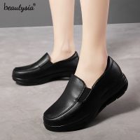 Tiptop Kasut Jururawat Ringan Misi Hitam Putih ผู้หญิงตัดลึกหนาบาง Wedges Sneaker รองเท้าพยาบาล