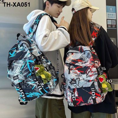 School bag mens backpack female graffiti fifth and sixth grade middle high school college students computer fashion travel