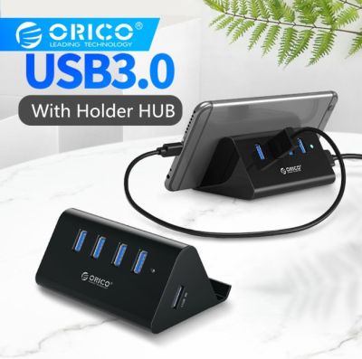 ORICO 5Gbps High Speed Mini 4 ports USB3.0 HUB Splitter for Desktop Laptop with Stand Holder for Phone Tablet PC Black