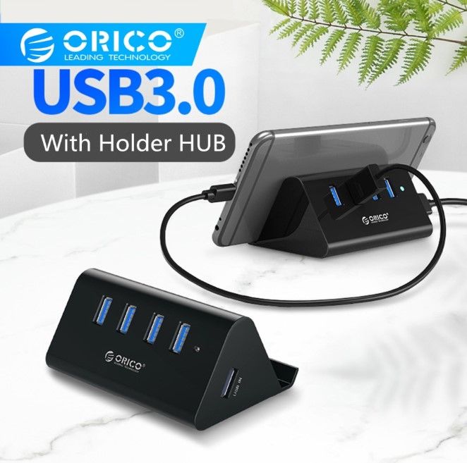 orico-5gbps-high-speed-mini-4-ports-usb3-0-hub-splitter-for-desktop-laptop-with-stand-holder-for-phone-tablet-pc-black