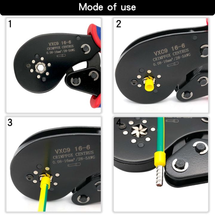 ขั้วคีมยำหัวอุปกรณ์ทำมือ-vxc9ท่อ16-6-0-08-16mm2-30-5awg-ปลอกชุดคริมเปอร์ไฟฟ้าขนาดเล็ก