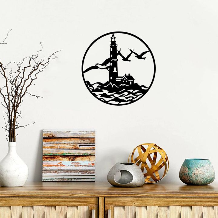 beach-lighthouse-metal-wall-art-coastal-seascape-seagull-wall-sculpture-wrought-iron-crafts-metal-ornaments-sign-pretty-artwork-wall-stickers-metal-wall-art-home-office-decor