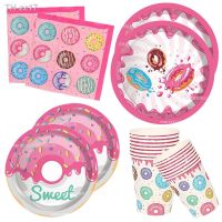 ✢¤❅ Donuts Dinner Plates Party Supplies Tableware Napkins Donut Tablecloth Donut Grow Up Birthday Party Baby Shower Decorations