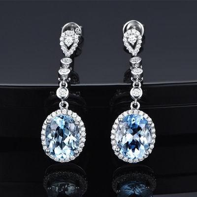 Natural Aquamarine Sterling Silver 925 Drop Earrings for Women Timeless Design Delicate Female Jewelry Wedding Luxury Earrings
