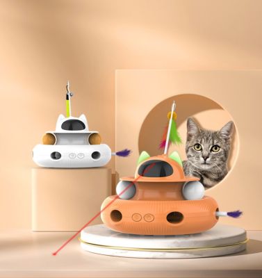 ของเล่นเพื่อการสื่อสารของแมวของเล่นโคมไฟรูปแมวและแมวของเล่นขนนก4 In 1ของเล่นลูกแมวหุ่นยนต์ไฟฟ้าสำหรับออกกำลังกายเล่นไล่ล่า Yy. ร้านค้า