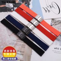 cicidd blue and black mens grain rubber silicone watch strap 22 24mm female butterfly buckle wrist chain