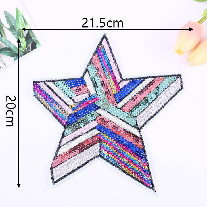 1pcs-sequined-shiny-star-สีสัน-patch-glitter-ดาวสติกเกอร์-diy-ผ้า-appliques-ปักเย็บเสื้อกางเกงยีนส์กางเกง-badge