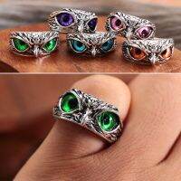 QANGENJU ปีศาจ ของขวัญ วันแม่ Jewelry Owl Eye Vintage Ring Open Adjustable Statement Ring