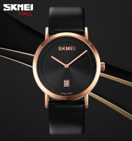 SKMEI 1907นาฬิกาควอตซ์สำหรับผู้ชายนาฬิกาข้อมือสายหนังประณีต8มม. หน้าปัดบางเฉียบ30ม. กันน้ำ