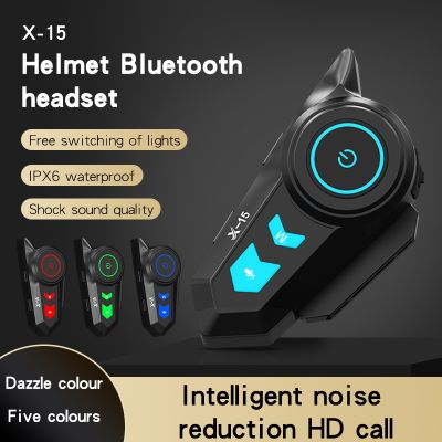 X-15 2 IN 1 Mic Bluetooth Motorcycle Helmet Headset 1200mAh Battery Waterproof Earphone Changeable Color Speaker Headphones