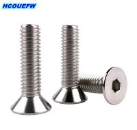 HCOUEFW 5pcs UNC 3/8 -16 US Flat Countersunk Head Hexagon Hex Socket Screw 304 Stainless Steel British Standard Allen Bolts