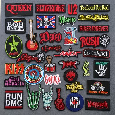 【YF】✸►◘  Embroidery Patches on Ironing for Clothing Punk Jacket Stripes Stickers Music Band Appliques