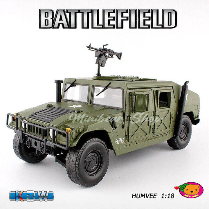 รถโมเดลรถทหาร-humvee-kdw-1-18-เปิดฝากระโปรงหน้ารถได้-เครื่องยนต์จำลองสมจริง-เปิดฝากระโปรงท้ายรถและหลังคาได้-ล้อยางหมุนได้