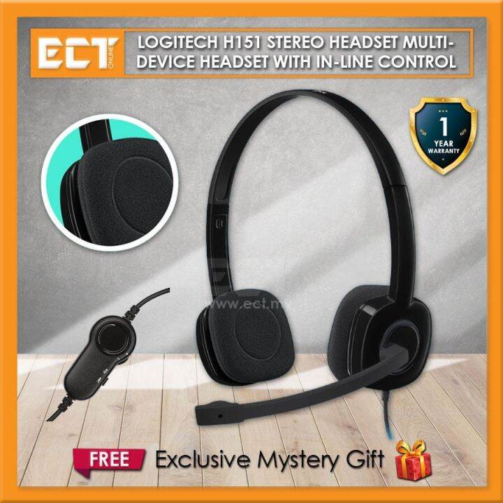 Logitech H151 Wired Headset Stereo Headphones with Rotating NoiseCancelling Microphone Audio