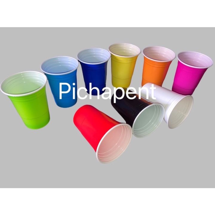 แก้วแดง-american-cups-แก้วพลาสติก-10-สี-แก้วพลาสติกสี-redcup-red-cup-party-แก้วสี-แก้วพลาสติกสี-by-pichapent